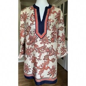 Floral Tunic with Navy Accents